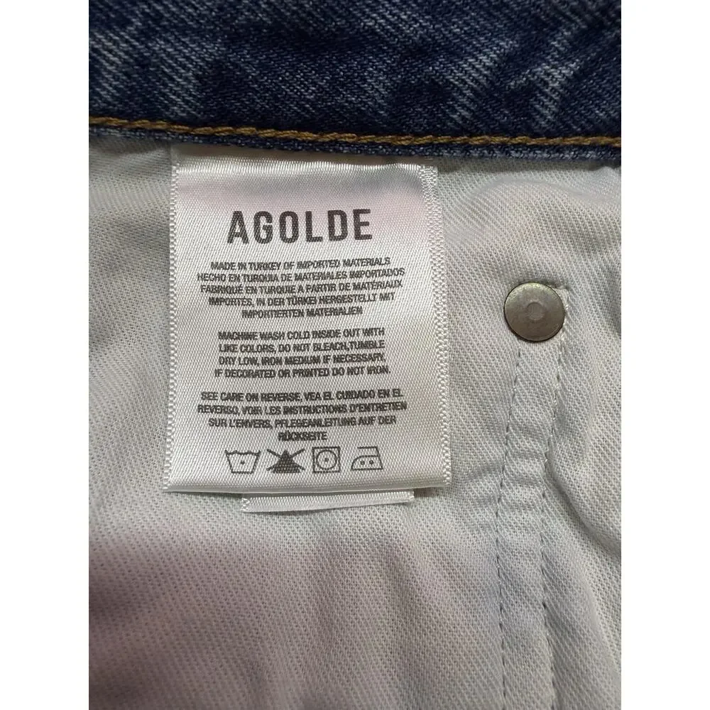 AGOLDE Women’s Parker Long Cotton Denim Shorts Cut Offs Anthropologie Size 31
